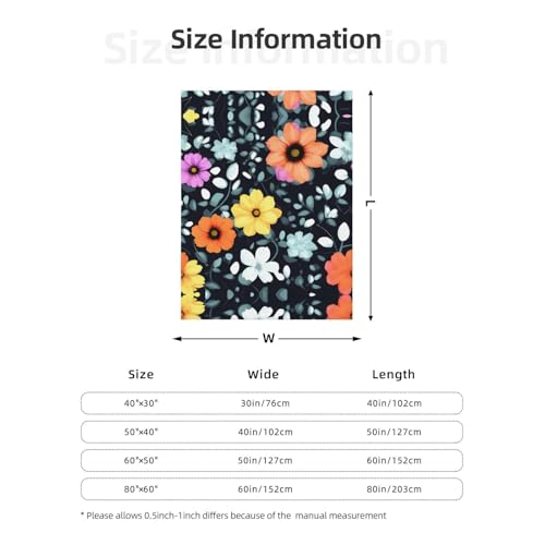 Couverture fleurs colorées 203x152 cm douce et légère pour lit
