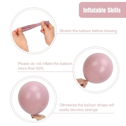 Image of RUBFAC 135pcs Dusty Pink Balloons, Latex Boho Blush Pink Balloon Different Sizes 18 12 10 5 Inch for Garland Arch Baby Shower Engagement Bachelorette Wedding Birthday Party Decorations