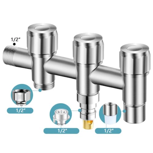 Grifo lavadora 3 vías de acero inoxidable con doble salida 3