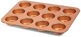 Non Stick Ceramic Coated Copper Muffin Pan 12 Cups Professional Healthy cupcake pans Even Baking, Dishwasher and Oven Safe