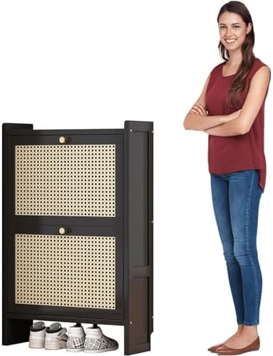 Shoe Storage Cabinet Cabinets Hallway Slim Cupboard Cupboards Hallways Slimline，Freestanding Shoe Storage Cabinet with Flip Drawers, Space-Saving Organizer for Entryway, Hallway & Bedroom -