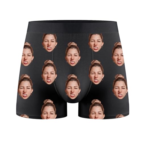 CHARMMYFASHION Personalisiert Boxers für Herren mit Foto,Unterhose Individuelle Personalisierte Boxershorts Briefs Unterwäs Chelustige,Retroshorts Male Geschenk für Valentinstag und Geburtstag