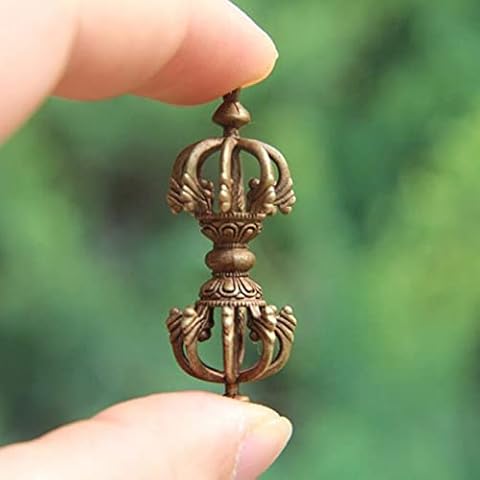 AOBRICON 1.96in Tibet Pure Copper Eight Petal Dorje Vajra-pest Amulet Key Rings Pendant Necklace Miniature Figurines Cover