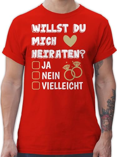 T-Shirt Herren - Hochzeit - Willst du Mich heiraten - Ja Nein Vielleicht - XL - Rot - Tshirt Heirat heiratsantrag f&uuml;r m&auml;nner hochzeitsgeschenke Shirts hochzeits Shirt t Mann