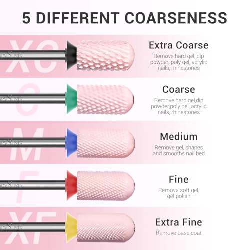 Image of MelodySusie Ceramic Nail Drill Bit, 3 /32'' Smooth Round Top Large Barrel Bits, Suitable for Manicure Pedicure Cuticle Gel Polishing, Beginners Bits, Pink, Series Bit-S, Extra Coarse