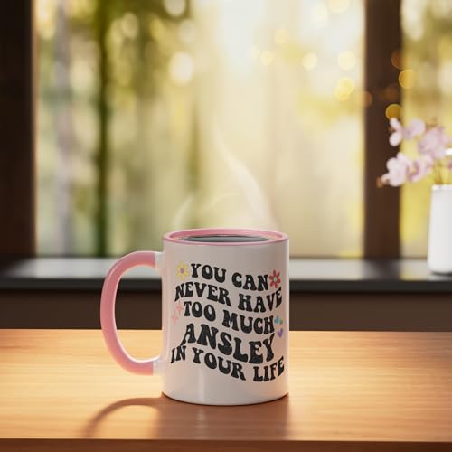 Taza de cerámica con diseño retro Groovy 11 onzas rosa/blanco miniatura 3