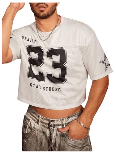 Men's Jersey Shirts Graphic Oversized Y2k Baggy Shirt Crew Neck Short Sleeve Crop Tee Tops