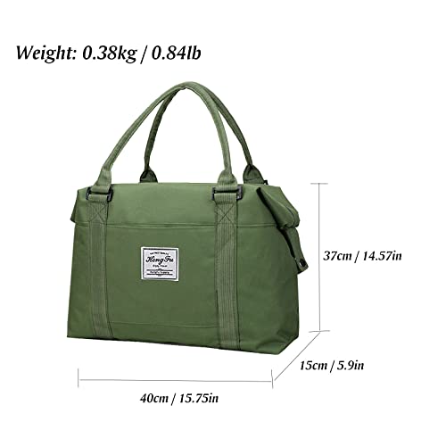 Sports Travel Duffel Bag for Women, Large Gym Tote Bag, Shoulder Weekender Overnight Carry On Bag with Trolley Sleeve, Workout Duffel Beach Bag Waterproof (Green)