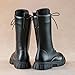Girls Fashion Girls Boots Lace Up Combat Riding Booties Mid Calf Side Zipper PU Leather Shoes Punk Goth Boot 4-11 Years
