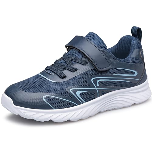 AMANSSE - AMANSSE Boys Girls Sneakers Kids Shoes Tennis Running Shoes Athletic Non-Slip Sneakers Navy Blue Big Kid Size 3