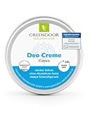 GREENDOOR Deo Creme ohne Aluminium und ohne Alkohol vegan 50ml – 6 Monatspack, stark gegen Schweißgeruch, Bio Deodorant natürlich ohne Tierversuche, Naturkosmetik mit Aloe Vera, dezenter unisex Duft