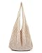 Stizimn Crochet Mesh Beach Tote Bag Shoulder Bag Handbags Knitting Hollow Summer Bag Hobo Bag Aesthetic for Women (Beige)