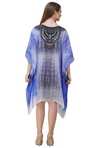 Image of RAVI RAJORIA Georgette Digital Printed Beach Wear Kaftan Blue Free Size R800 | Multi Color 2