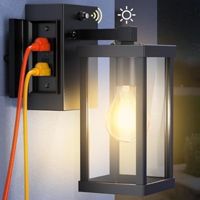 NookNova Porch Light with Outlet, Dusk to Dawn Outdoor Light with GFCI Outlet Porch Wall Sconce Waterproof Exterior Light Fixtures Outside for House Patio Garage Hallway