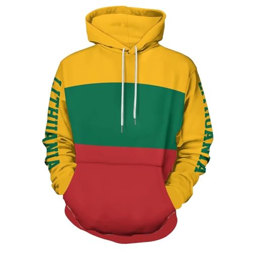 Sweat a capuche homme imprimé drapeau lituanien pull automne chic