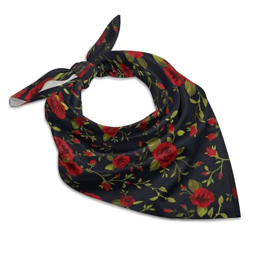 PPIKTC Unisex Bandanas Floral Flowers Black Red Roses Headband, Breathable and Comfortable Face Mask Neck Gaiter Head Wrap Scarf for Outdoor Cycling Skiing Skating