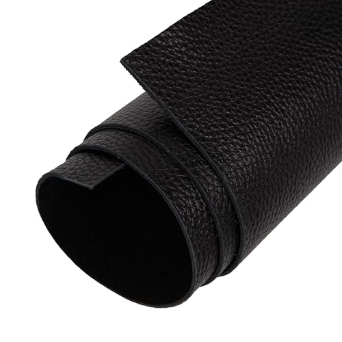 Shkira 24''X12'' Genuine Black Dotted Leather Sheets for Hobby Workshops - Tooling Square - 2.0MM Thick Genuine Top Full Grain Oil Tan - Thick Leather Pieces
