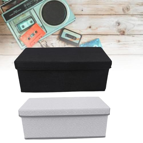 Asixxsix Pudełka do przechowywania płyt CD, uchwyt na płyty CD, mieści do 35 pełnych pudełek Jewel Case lub 200 płyt z koszulkami, 14,2 x 6,3 x 5,5 cala, łatwe przenoszenia (Szary Biały + Czarny)