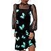Zilosconcy Vestido informal y sexy para mujer, para primavera, estampado de malla, manga larga, fresco, cintura alta, de manga larga, vestido de fiesta, vestido de cóctel, F2-azul., XXL