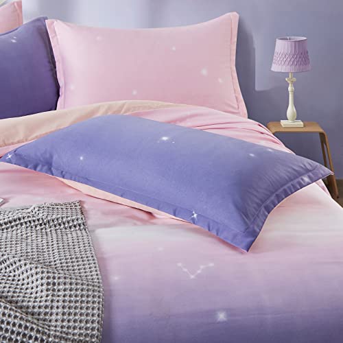 Dinjoy Girls Pastel Duvet Cover Set Ombre Pink Purple Twin Size Ultra Soft Microfiber Colorful Aesthetic Bedding Set For Kids Teen Women 2 Pieces (1 Duvet Cover, 1 Pillowcase) #TOP3
