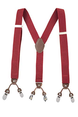 Image of The Tie Hub Suspenders for Men | Slim Clip-On Y-Back Elastic Braces | Adjustable 1.25 Inch | Formal Wedding Office