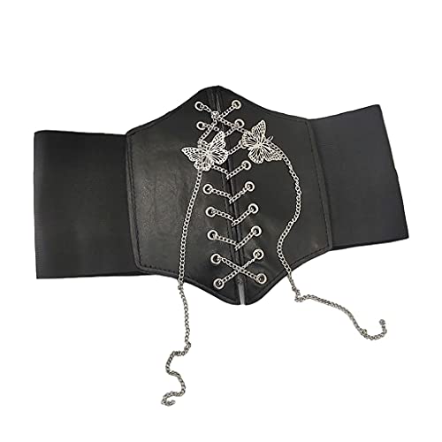 oshhni Cinto largo feminino borboleta corrente com cordões Cinto com faixa, elasticidade feminino ci