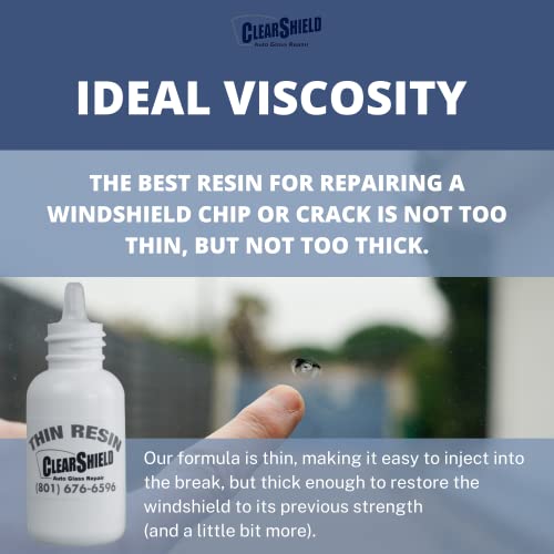 Image of Clearshield Windshield Repair Resin - Auto Glass Repair Resin - Resin for Glass Scratch Repair - 2-in-1 Thin Resin and Pit Sealer