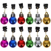Artibetter 12pcs Beard Christmas Lights, Beard Ornaments for Men, Bell Hair Clips, Blue Blinking Lights, Ornaments Clips, Lights