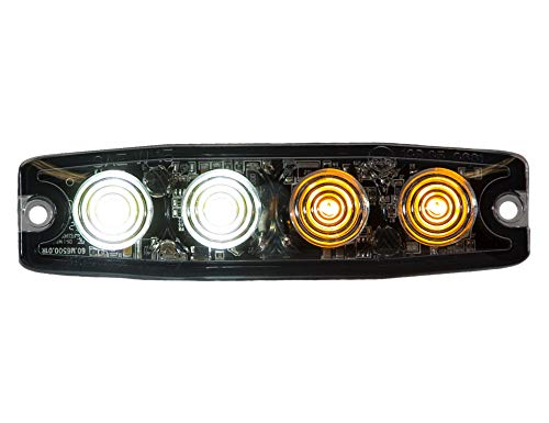 Buyers Products 8892242 4.5 Inch Ultra Thin LED Strobe Light, Amber/Clear, 4 LEDs, Synchronous and Alternating Flash Patterns, Emergency Light for Vehicles, Truck and Trailer Lights and Accessories