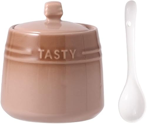 Miniatura 22 de Colorido tarro de especias de cerámica caja de condimentos olla de condimentos azucarero con tapa cuchara rojo Rojo