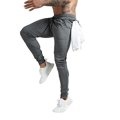 Calça de moletom masculina GymRevolution para treino, corrida, com bolso com zíper e alça para toalh