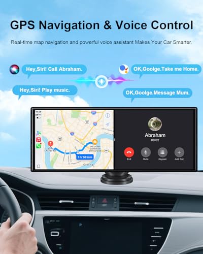 HKA1 Carplay Screen for Car with Netflix/YouTube, True 10.26\'\' Wireless Apple CarPlay & Android Auto Touchscreen with 1080P Backup Camera, Apple Car Play, Built-in Apps,Split-Screen,Dual WiFi,GPS,Siri