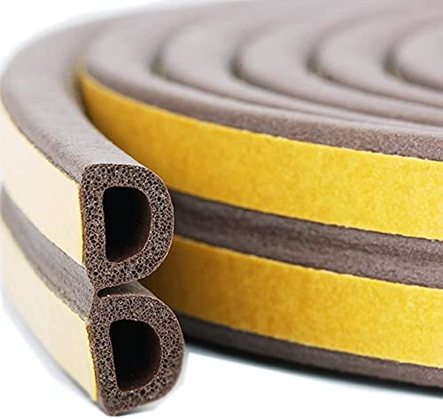 Dichtungsband für Türen Fenster, Selbstklebendes Schaumstoffband Türdichtung Fenster, Gummidichtung für EPDM Siegel Schalldämmung (D-Profile-10M, Braun) Cover