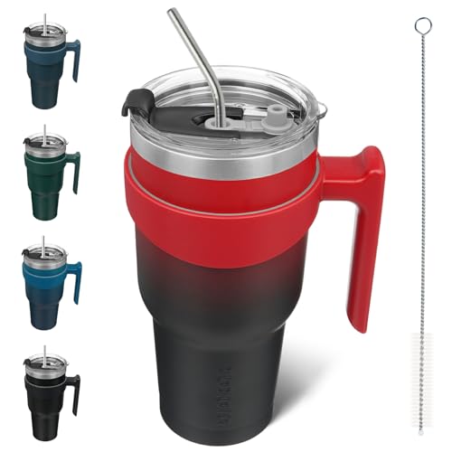 Image of BJPKPK 40 oz Tumbler with Handle & Straw, Insulated Stainless Steel Mug