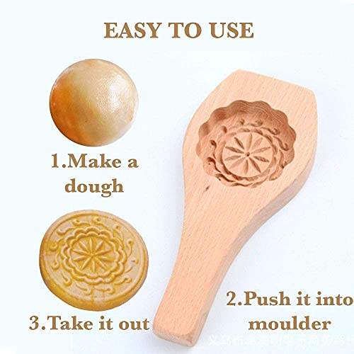Carved Round Wooden Middle Eastern Mold Press, Cookie & Cake Mold 2-1/2" Diameter 1/2" Depth #TOP2