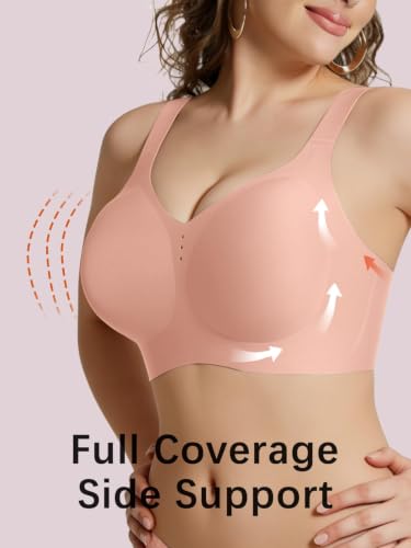 COCOMARTS Jelly Bras for Women No Underwire Full Coverage Push Up Seamless Bralettes Comfortable Supportive Tshirt Bra Tea Red XX-Large — view 5