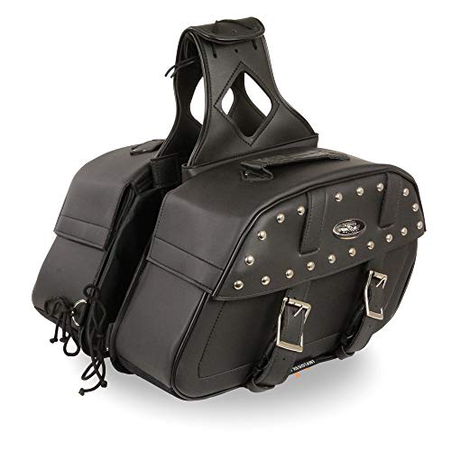 Image of Milwaukee Leather Studded Throw-Over Motorcycle Saddlebags - Synthetic Leather - Universal Fit - Zip-Off - Large