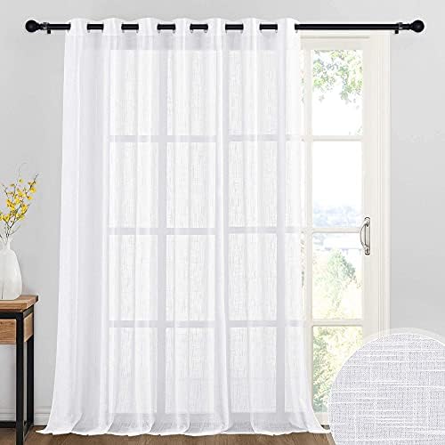 RYB HOME Extra Wide White Sheer Curtains for Living Room Sliding Patio Door