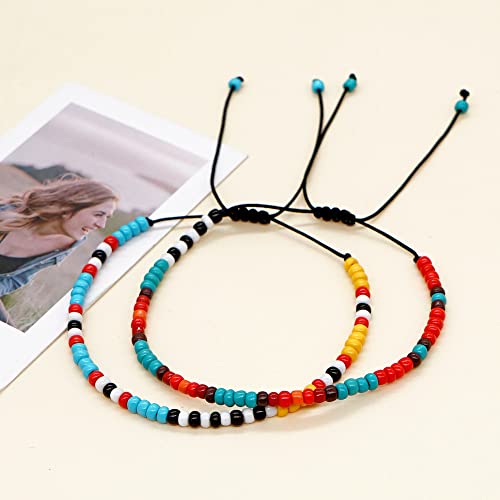 Image of JAYUMO Multicolor Handmade Beaded Adjustable Bohemia Friendship Charm Bracelets for Women Girls