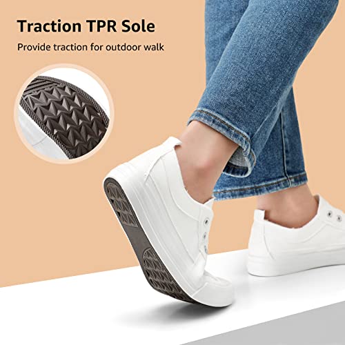 Stq White Slip On Shoes For Women Memory Foam Casual Shoes Fashion Canvas Tennis Sneakers, 7 Us #TOP7