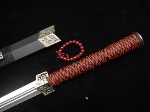 Popular Chinese Sword Medium Carbon Steel Dual-Slot Blade Black Scabbard Tai Chi #TOP1