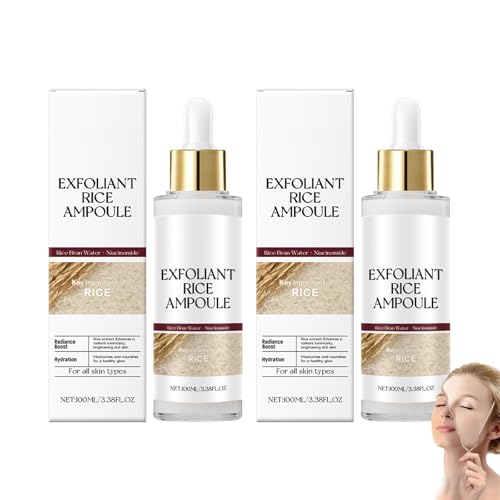 Exfoliante de Arroz Blanco y Negro, Solución Exfoliante Duo con Ampollas de Arroz, Hidratante y Minimizador de Poros para el Rostro (White Rice Exfoliant)