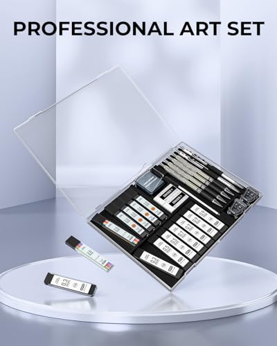 Four Candies 27 Stück Druckbleistifte Set mit Etui, 4 Metall Druckbleistifte 0,3/0,5/0,7/0,9 mm & 2 Fallminenstifte 2mm (HB 2H 2B 4B Farbe) mit 552 Minen für Zeichnen Skizzieren