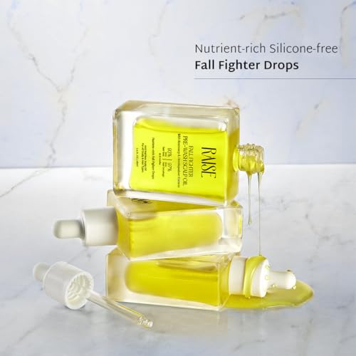 Image of Raise Fall Fighter Pre-Wash Scalp Oil | Infused with Rosemary, Turmeric, Neem & Hemisqualane | 93% Less Hair Fall & 97% Less Breakage | Lightweight, Silicone Free Hair Strengthener | 48ml