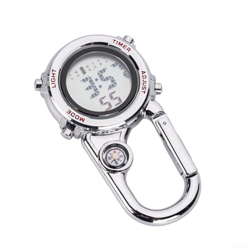 Zoegneer Reloj de escalada con gancho de mosquetón e integrado para camping, senderismo, montañismo y aventura al aire libre, acero inoxidable, manecillas luminosas, alarma, fecha, día, hora Zoegneer Reloj de escalada con gancho de mosquetón e integrado para camping, senderismo, montañismo y aventura al aire libre, acero inoxidable, manecillas luminosas, alarma, fecha, día, hora
