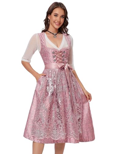 YesFashion Dirndl Damen Midi Dirndl für Damen Trachtenkleid...