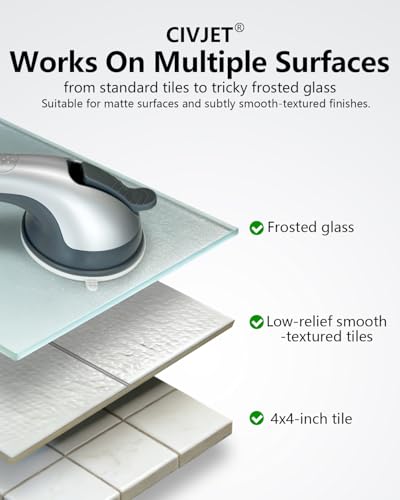 2 Pack Suction Cup Shower Grab Bars for Seniors, Heavy Duty Removable Shower Handles for Bathtubs & Showers, Bath Handrails for Elderly Assistance Products, Bathroom Safety Accessory - Image 3