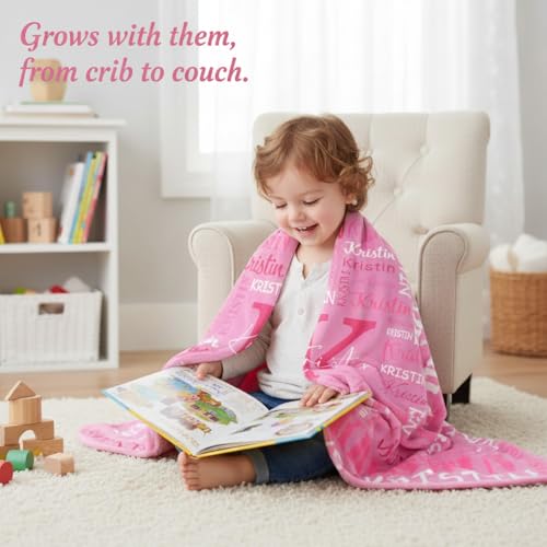 Image of Ships Next Day, Personalized Blankets with Name, Custom Flannel Name Blanket, Christmas Blanket Gifts for Boys & Girls Baby Kids Adult, Printed in USA