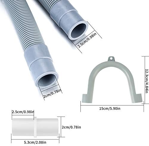 Drain Hose Extension Pipe Kit, 2m/6.6ft Dishwasher Drain Hose Waste Pipe Extension Kit, Washing Machine Drain Hoses Extension for Washing Machine Washer Dryer Dishwasher with Clips  U Shape Bracket