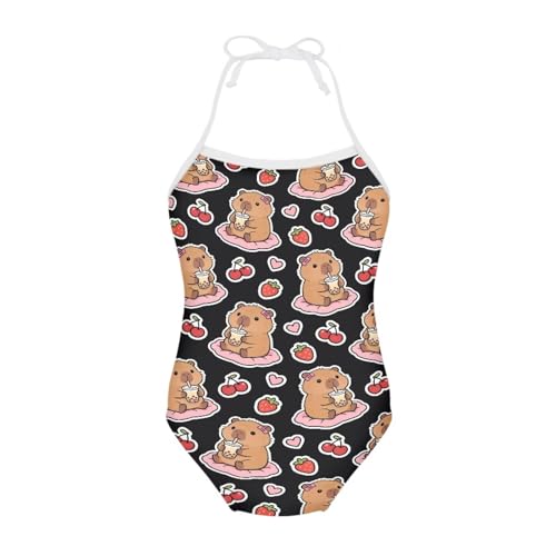 Image of Girls One Piece Swimsuit Summer Quick Dry Beach Sport Bathing Suit Halter Strap 1-10 Little Kids Toddler Swimwear